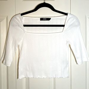 Square Neck Crop Top with 3/4 Sleeves